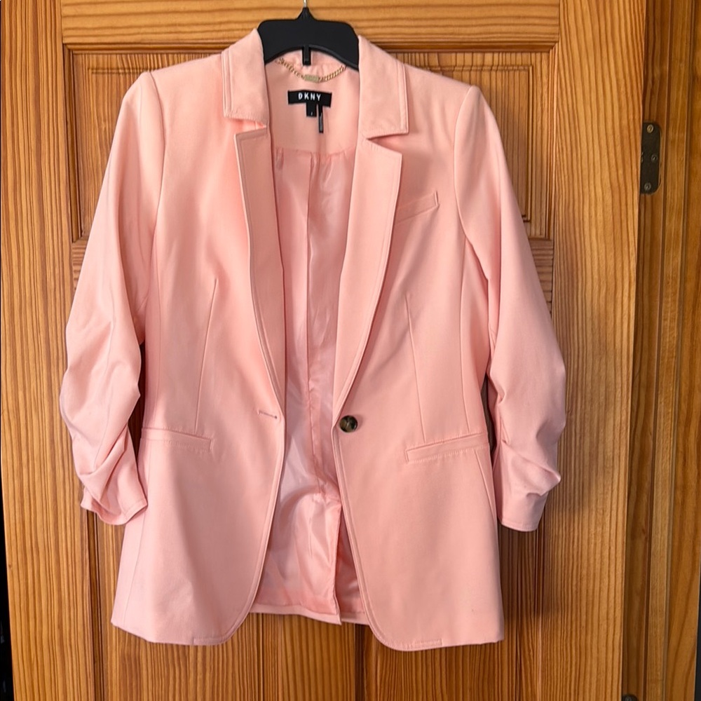 DKNY Pink Tailored Blazer with Notched Lapel